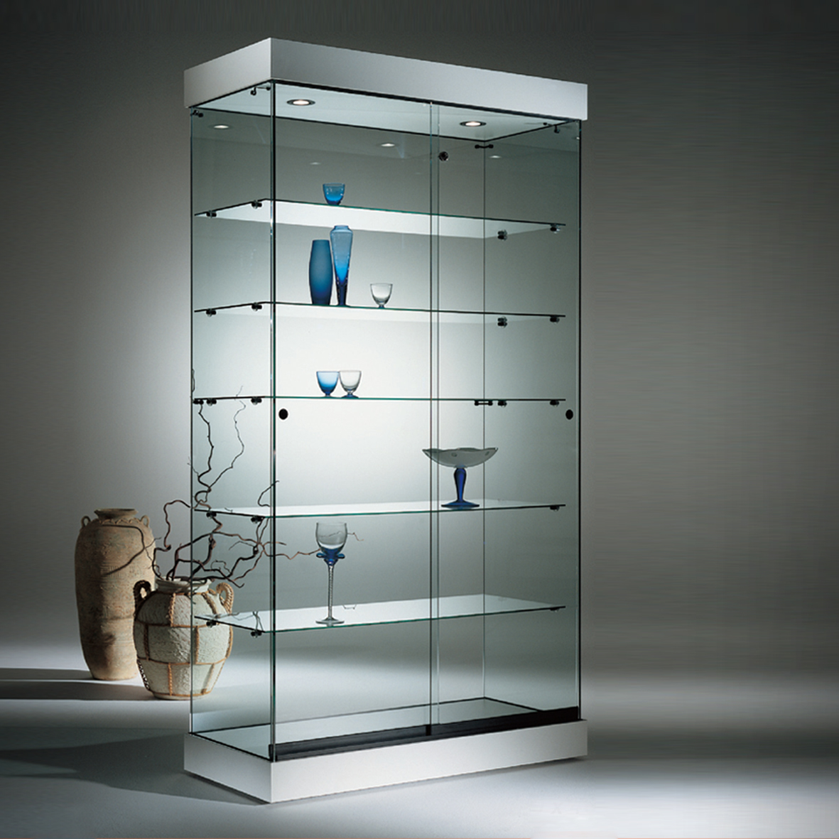 S6+PL Base Nova Frameless Glass Cabinet with illuminated Canopy