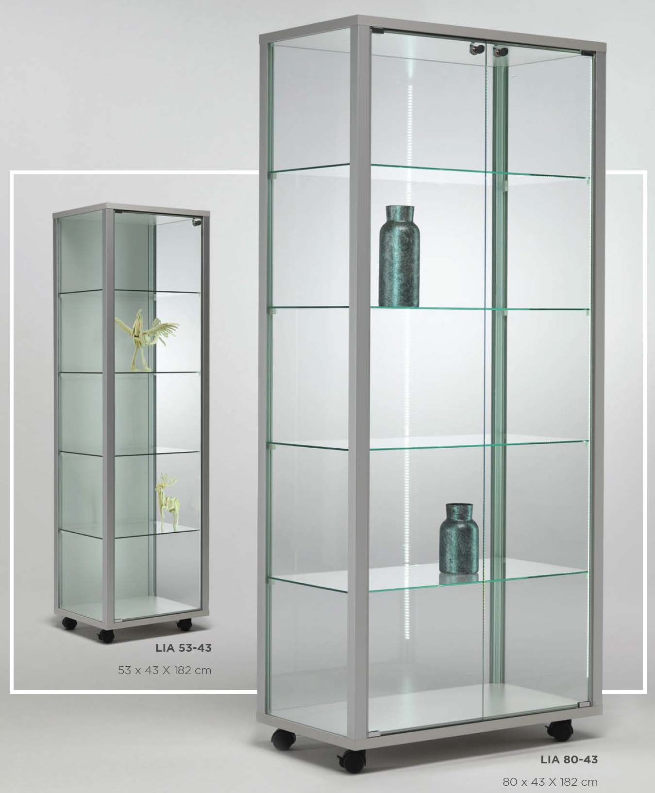 LIA 80-43 Floor Display Cabinet Aluminum Framed Glass Anti-Dust