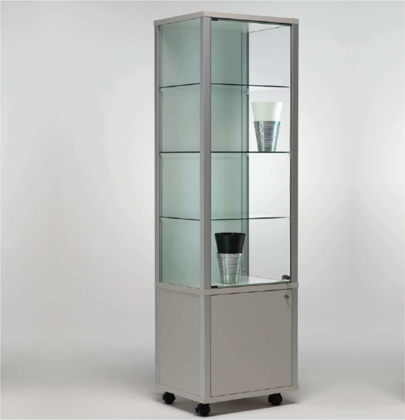 LIA 53-43 Floor Showcase with Storage Base Framed Glass Anti-Dust