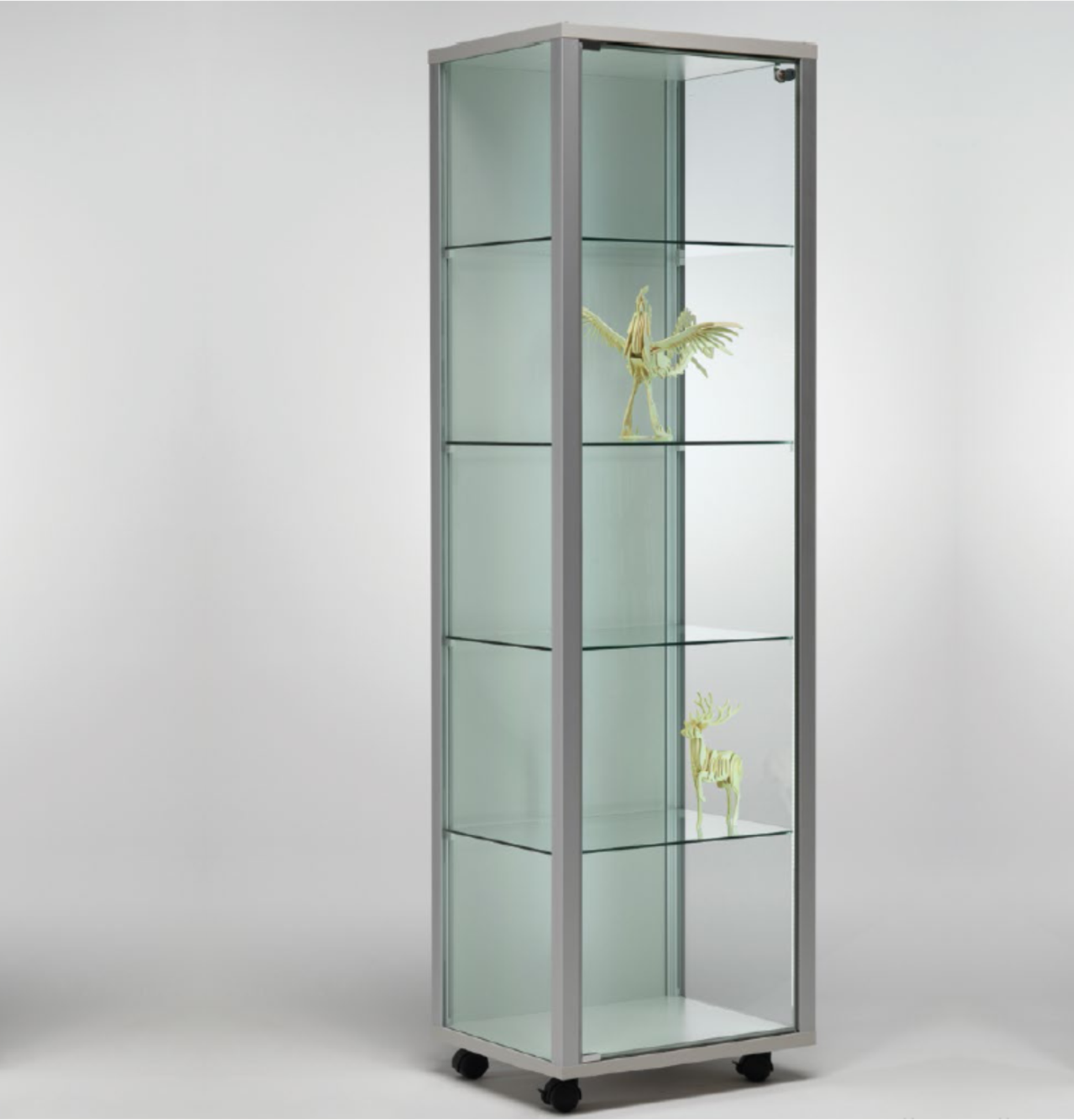 LIA 52-42 Floor Showcase with Cabinet Aluminum Framed Glass Anti-Dust